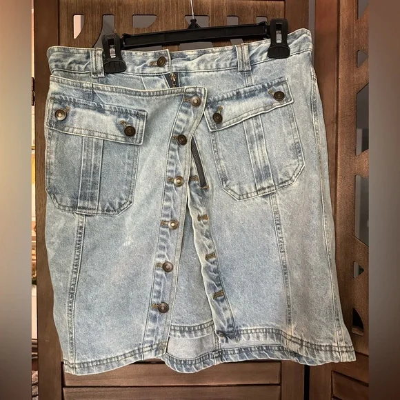 Denim Button-Front Midi Skirt- Size XL - Picture 2 of 12